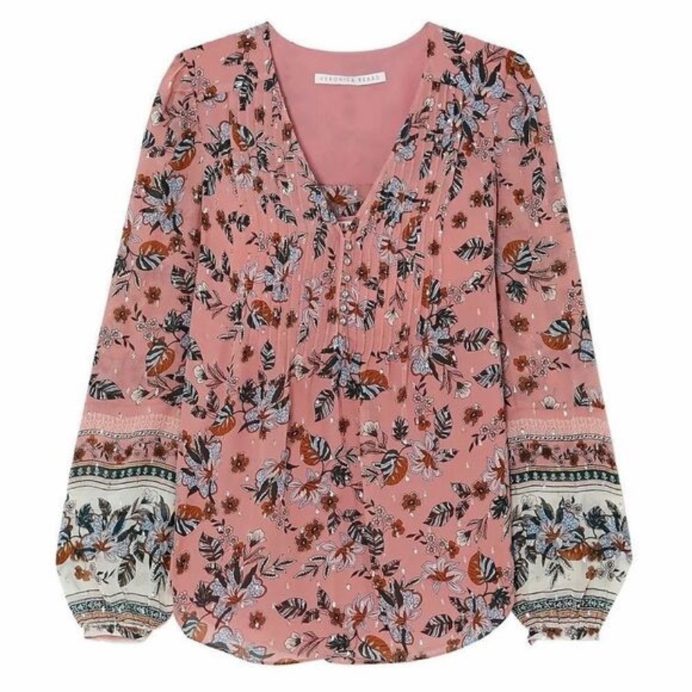 Veronica Beard Pink Floral Blouse Size 0